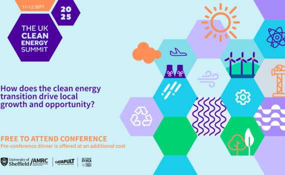 Infographic with details of the UK Clean Energy Summit, hosted by the University of Sheffield