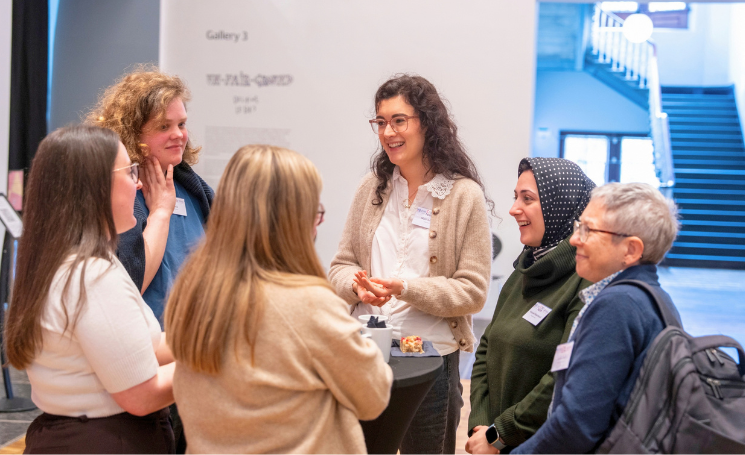 Attendees networking at the Child of the North Data Showcase - February 2026, Whitworth Art Gallery