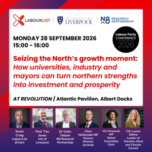 LabourList event poster, includes event title and speaker headshots.